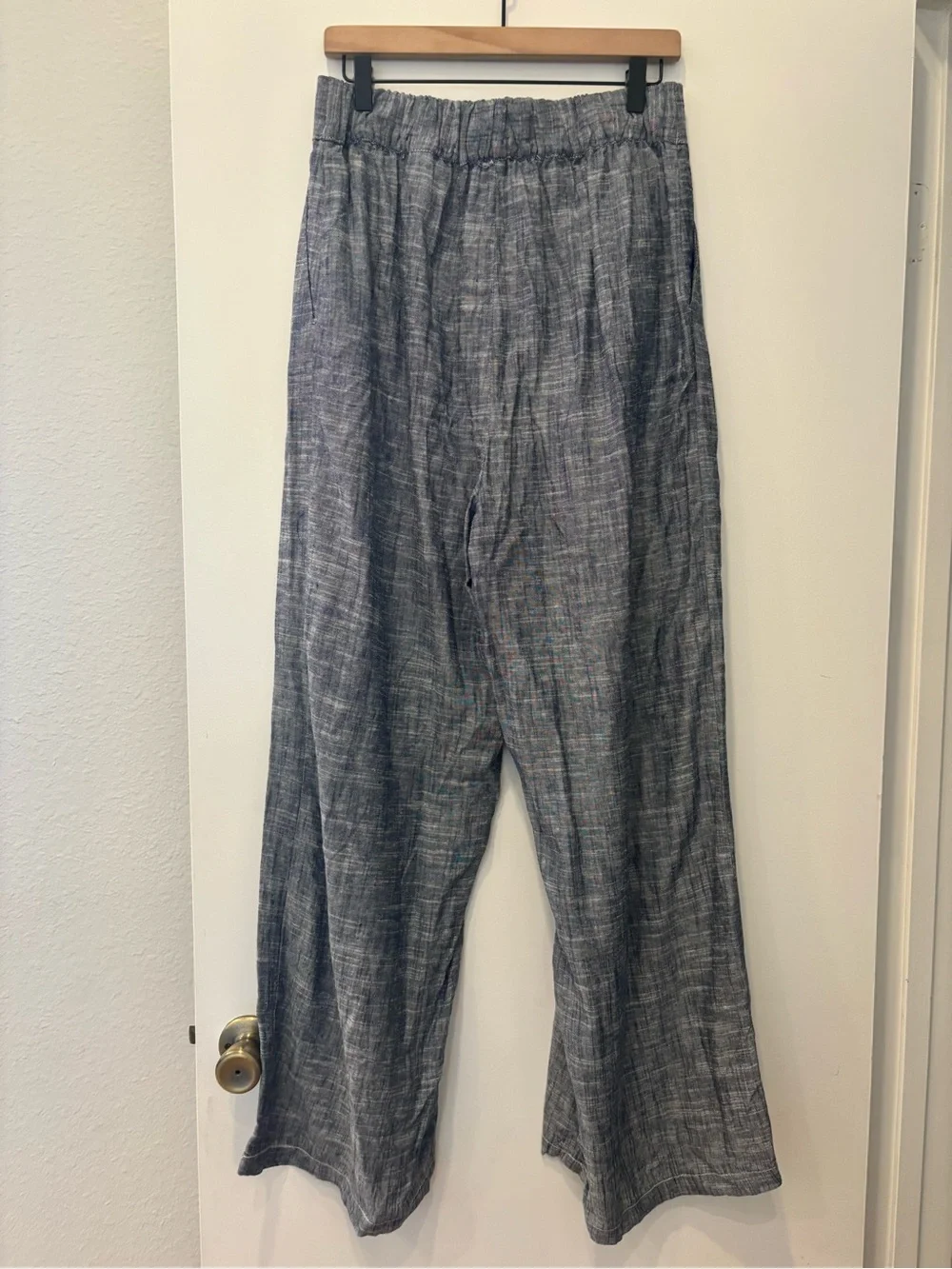 NWT Zara Wide-Leg Linen-Blend breezy high waist Pants Trousers Beach Preppy